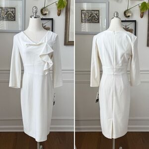 NWT Adriana Papell Ivory Semi Ruffle Sheath Dress $138 2